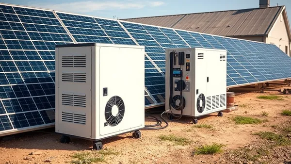 Inversor solar instalado em parede com cabos fotovoltaicos conectados ao sistema residencial