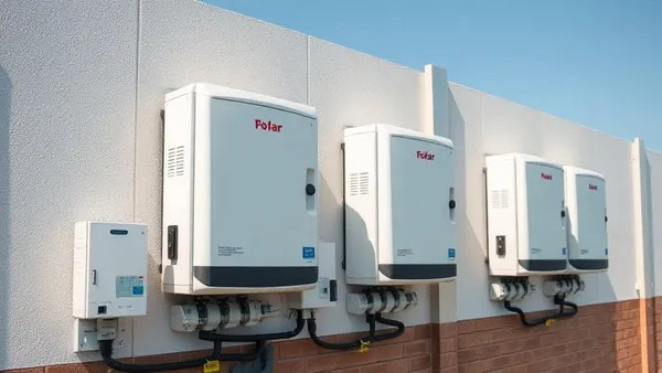 Dois inversores solares lado a lado em parede para comparação de modelos e marcas