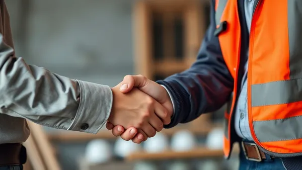 Aperto de mão entre cliente e instalador ao lado de contrato e calculadora sobre a mesa