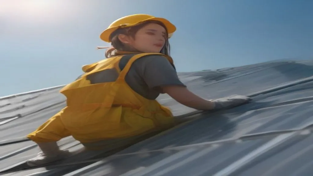 Instalador de energia solar mostrando contrato de garantia para cliente ao lado do telhado
