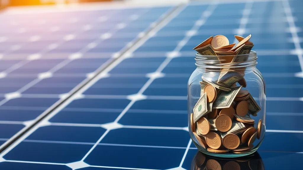 Contrato de instalação solar com calculadora e moedas, representando retenção de parcela até a homologação do sistema fotovoltaico