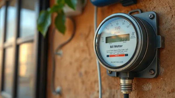 Medidor de energia e fatura de luz residencial brasileira representando o efeito das bandeiras tarifárias sobre quem tem energia solar