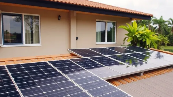 Casa residencial com painéis solares no telhado e medidor de energia em primeiro plano, representando o reajuste tarifário da Celesc em Santa Catarina