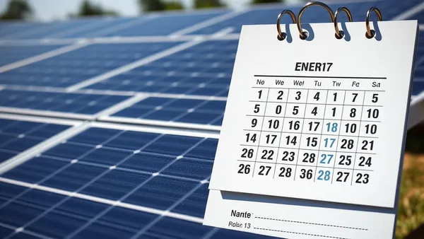 Calendário regulatório com ícone de painel solar e linha do tempo de 2022 a 2030 representando a Lei 14.300