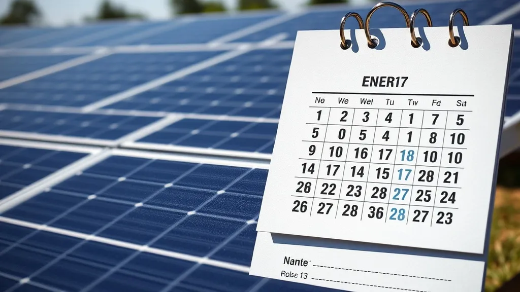Calendário regulatório com ícone de painel solar e linha do tempo de 2022 a 2030 representando a Lei 14.300