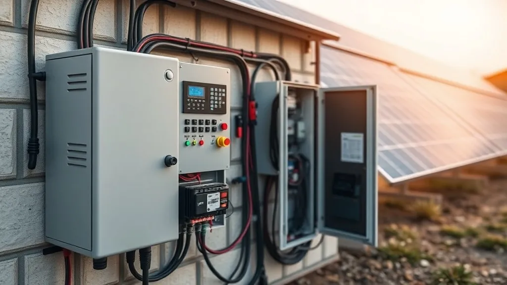 Painel de configuração de inversor off-grid mostrando ajustes de tensão de corte e reconexão do banco de baterias
