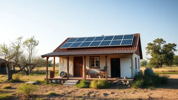 Sistema solar off-grid com banco de baterias LFP instalado em propriedade rural isolada
