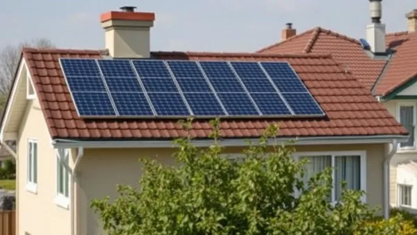 Telhado residencial com poucos painéis solares de pequeno porte