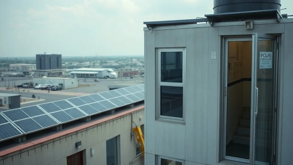 Painéis solares instalados na cobertura de um prédio de apartamentos