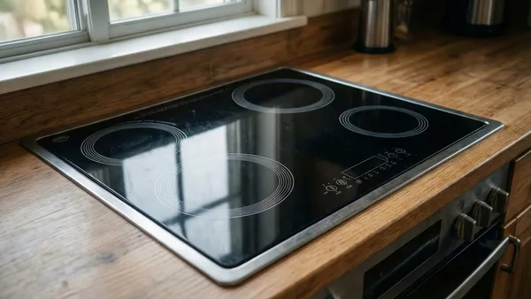 Fogão cooktop de indução em cozinha residencial moderna