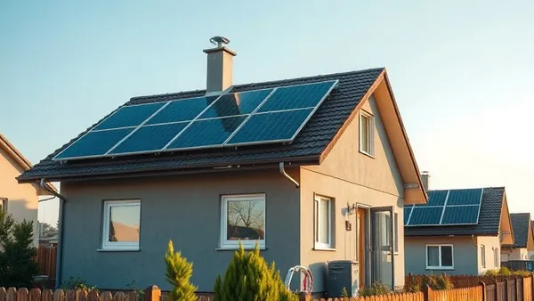 Casa residencial alugada com painéis solares fotovoltaicos instalados sobre o telhado